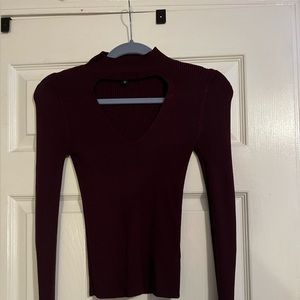 Express women’s xs ribbed wine cut-out sweater